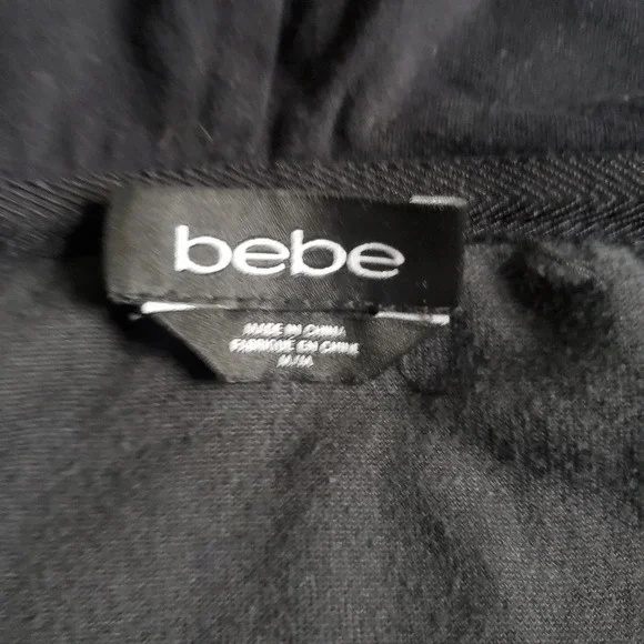 BEBE Black Velour With Rhinestone Y2K Hooded Dress Size M - Picture 4 of 12